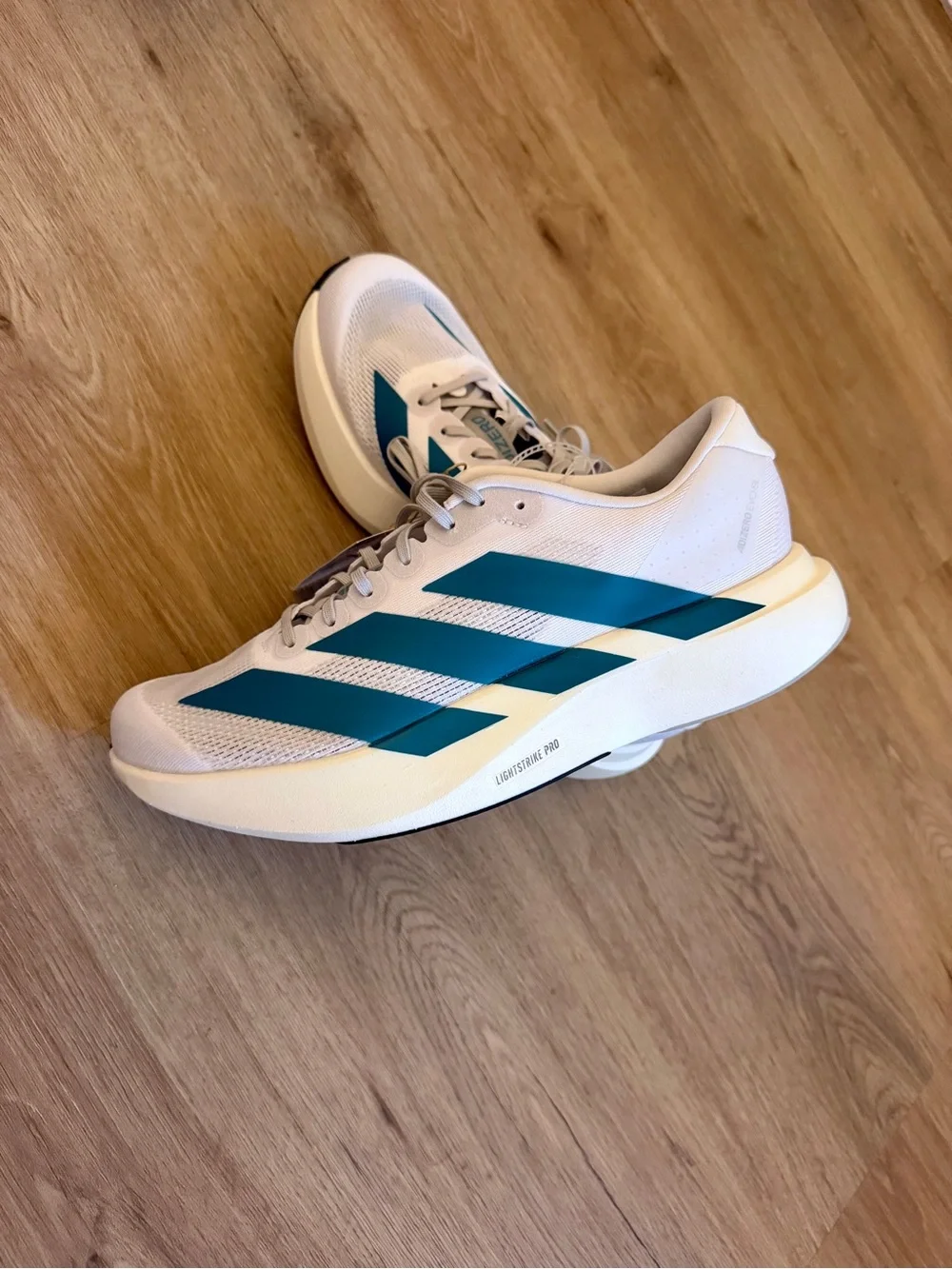 NEW ✨ Adidas Adizero Evo SL - Women's 10.5 / Men's 9 - White / Teal - NEW ✨